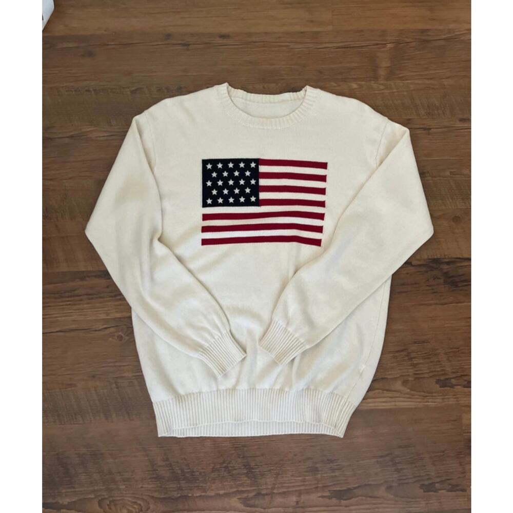 American Flag Sweater | Cable Knit Sweater Cream